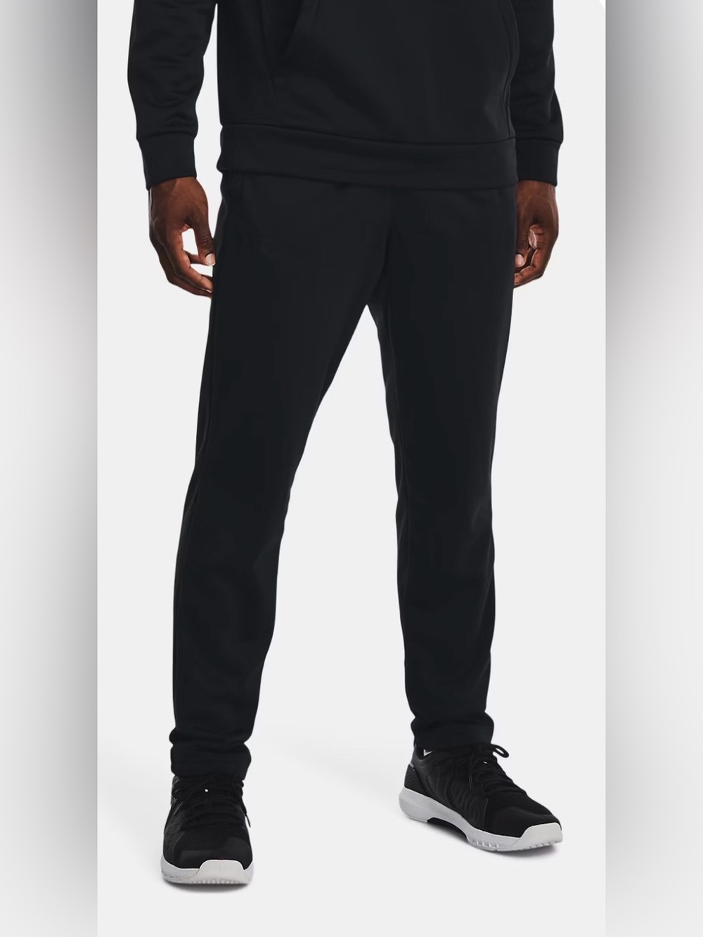 Under Armour Men Lg Black Workout  Pants with Drawstring Waist Brand Logo On Leg